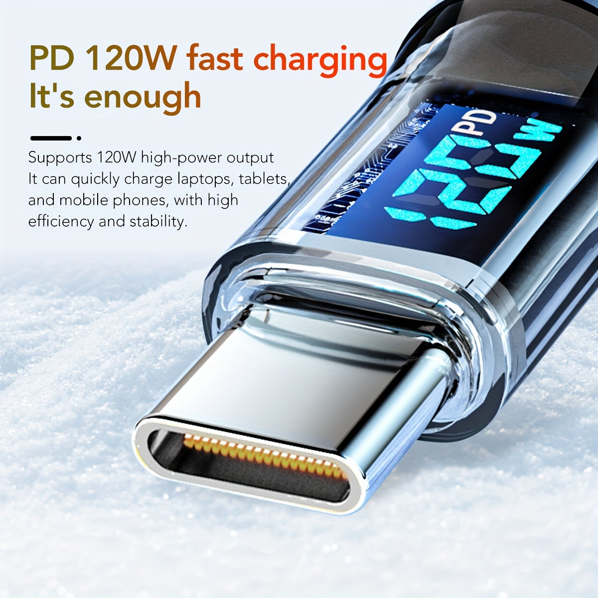 Super Fast Charging Cable: 120W 6A USB Type C Charge Cable with LCD Display