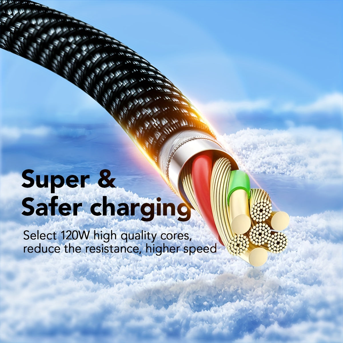 Super Fast Charging Cable: 120W 6A USB Type C Charge Cable with LCD Display